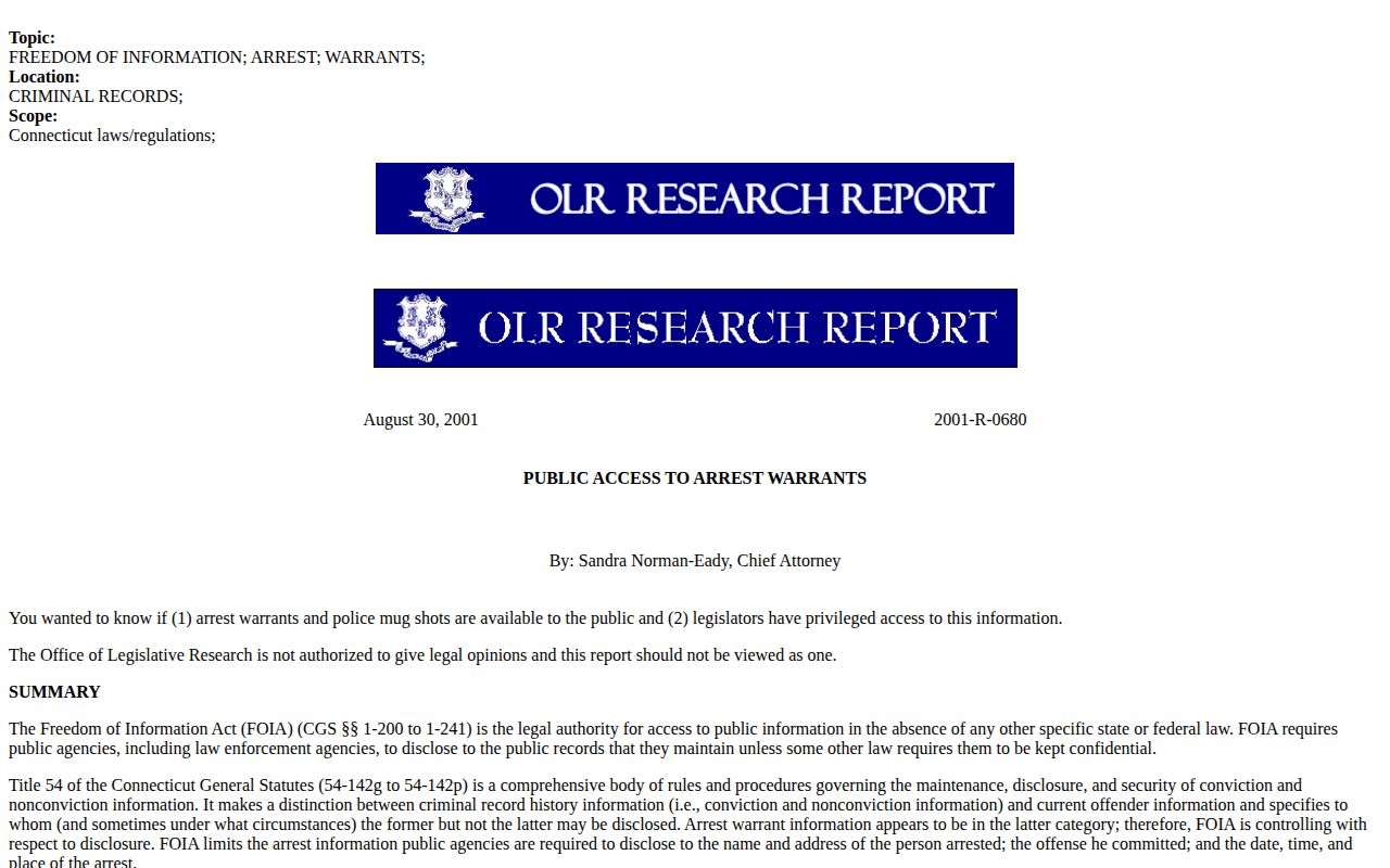 Connecticut mugshot disclosure research for Hamden released-inmate photo requests